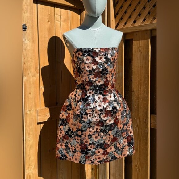🆕 BRONX & BANCO 🧿 NWOT Maraya Floral Sequin Mini Dress, Pink Multi, Sz S US 4 - Picture 4 of 17
